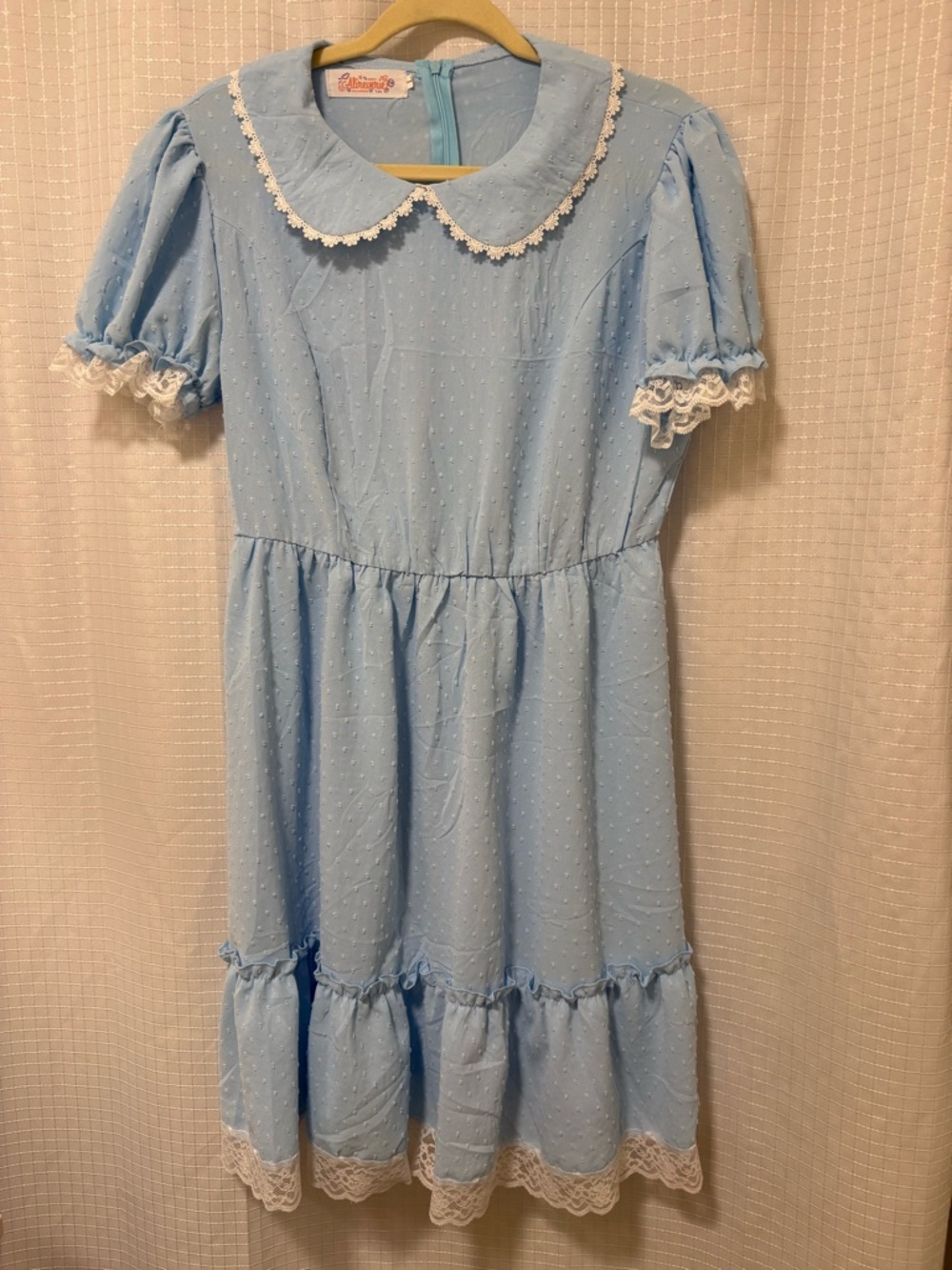 Light Blue Lace-Trimmed Dress